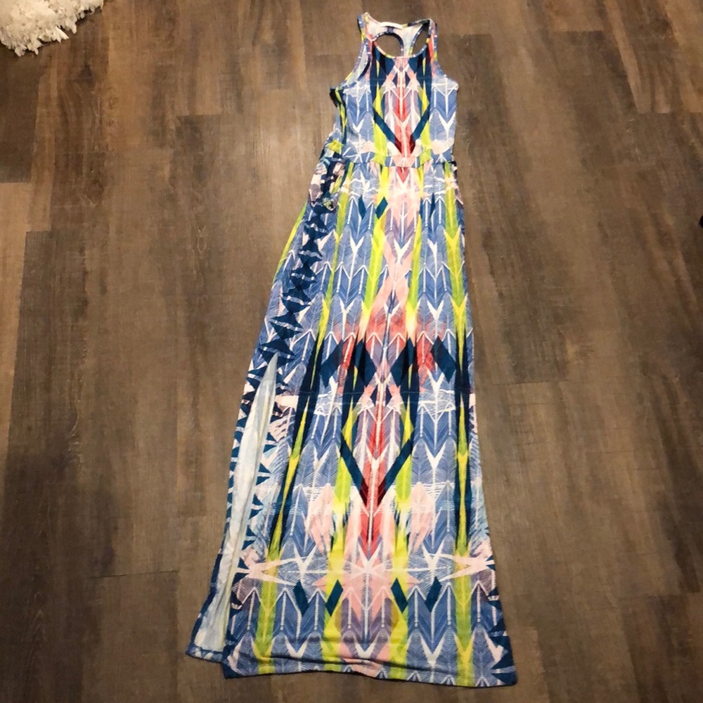 Tart feather print Maxi dress